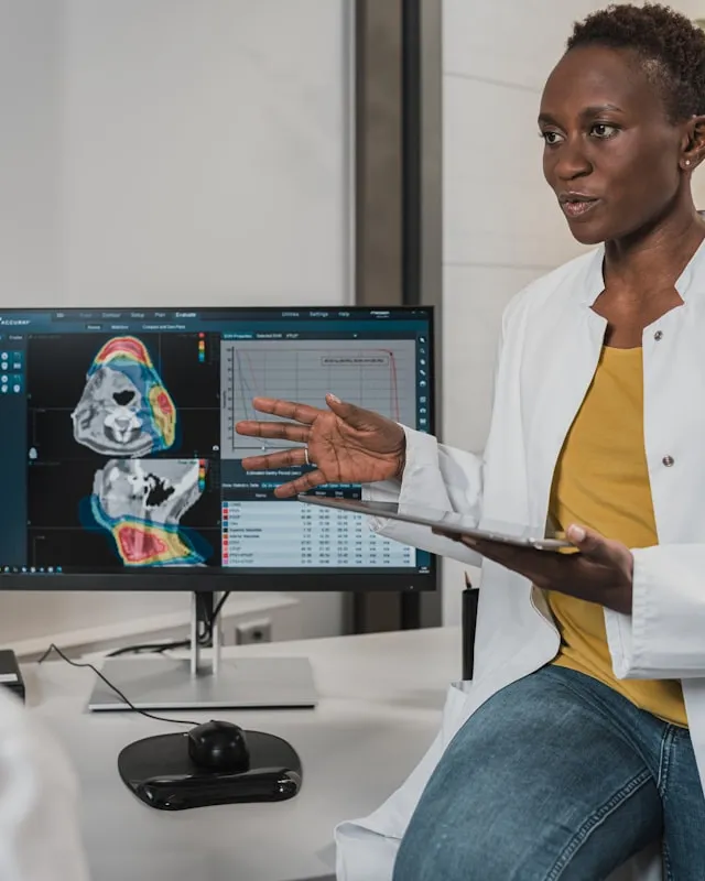 Doctor conducting a video consultation