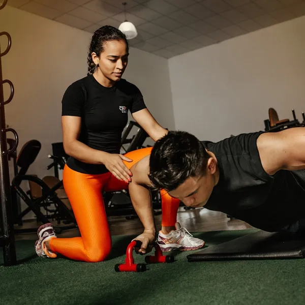 Woman exercising as part of a guided weight management program